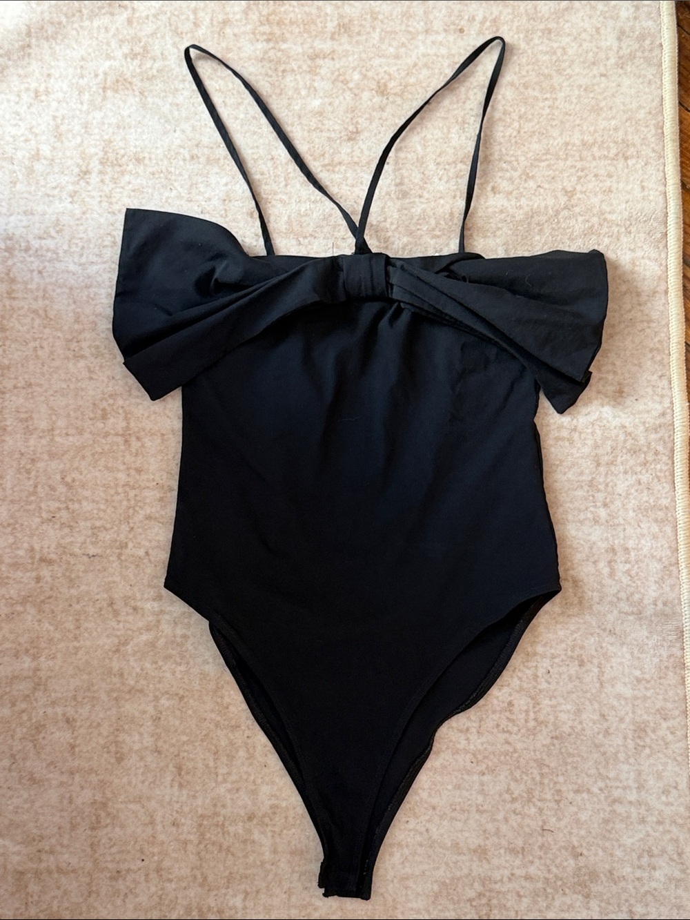 Zara Black Bow-Front Bodysuit